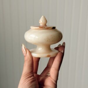Vintage Alabaster Trinket Jar | Small Stone Lidded Box